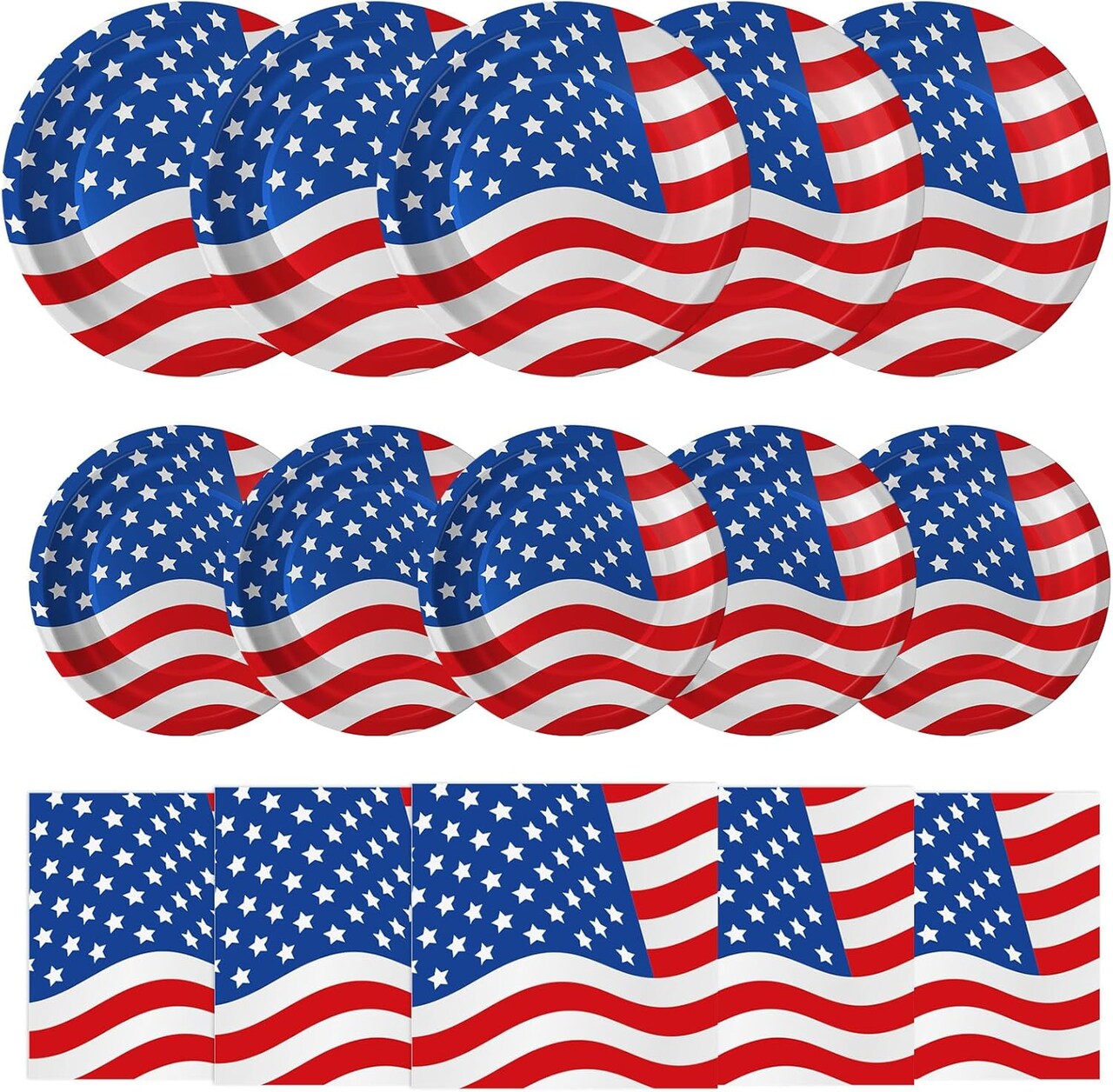4th of July Plates & Napkins Party Set – Patriotic Disposable Tableware for 50 (American Flag)